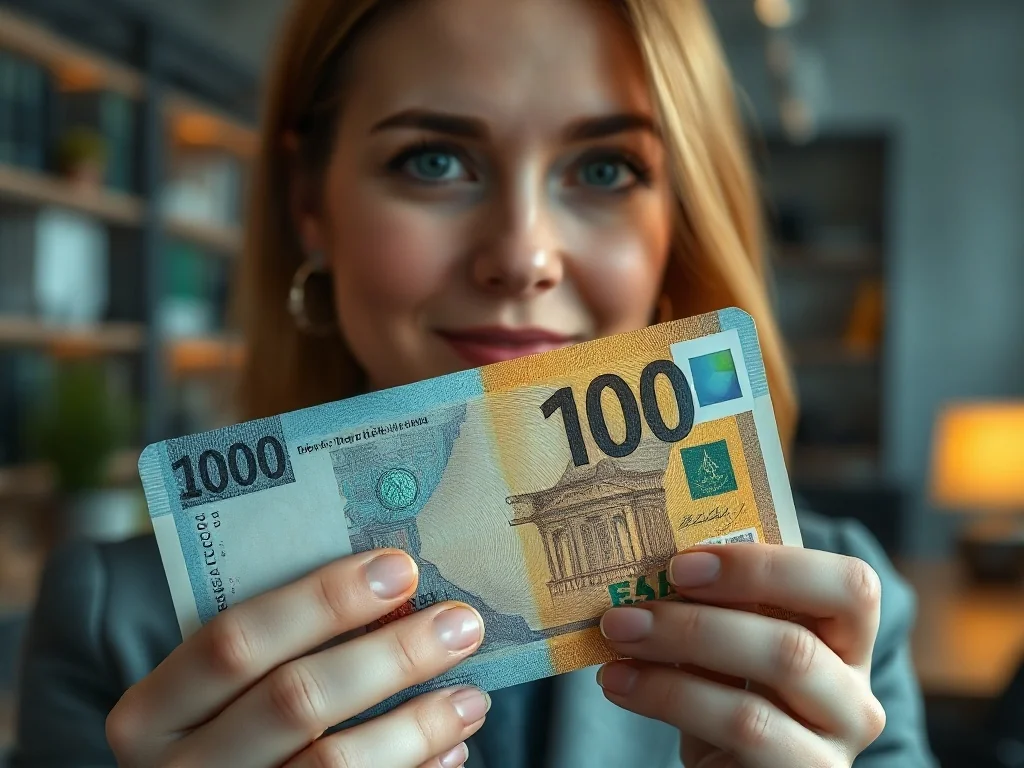 Zbliżenie na nowoczesny banknot polimerowy z widocznymi detalami zabezpieczeń i półprzezroczystą strukturą tworzywa.